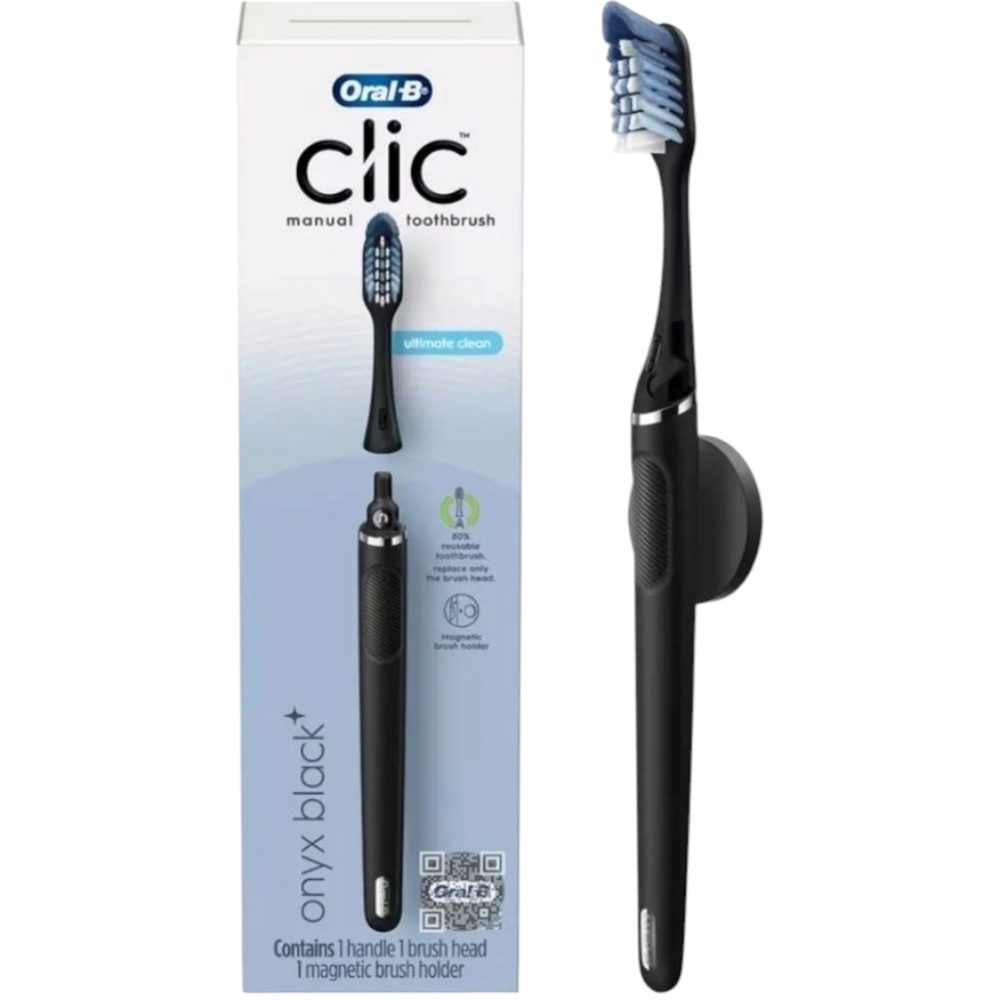 2 x Oral-B Clic Manual Toothbrush, Onyx Black